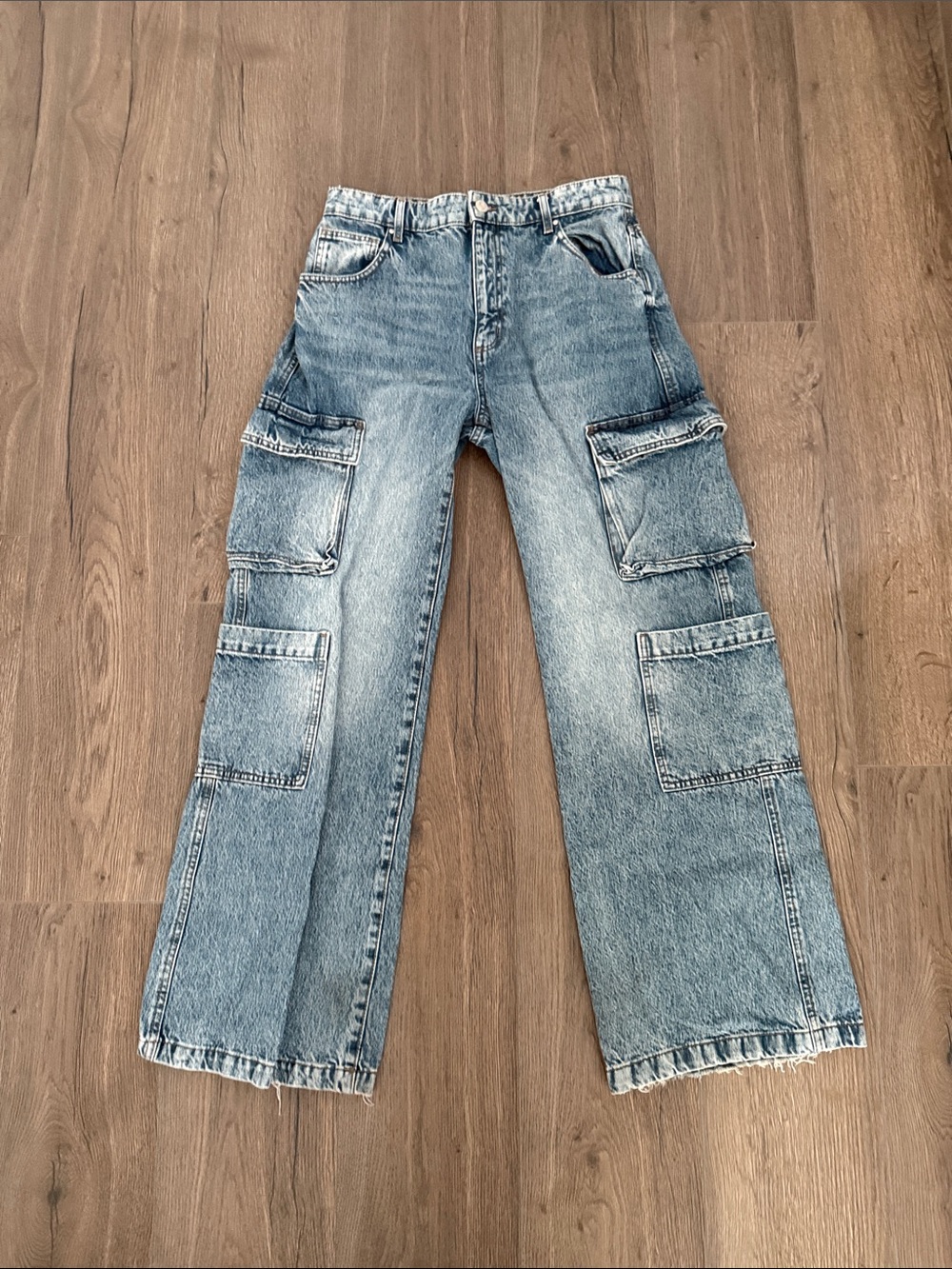 Cotton On Light Blue Wide Leg Cargo Jeans